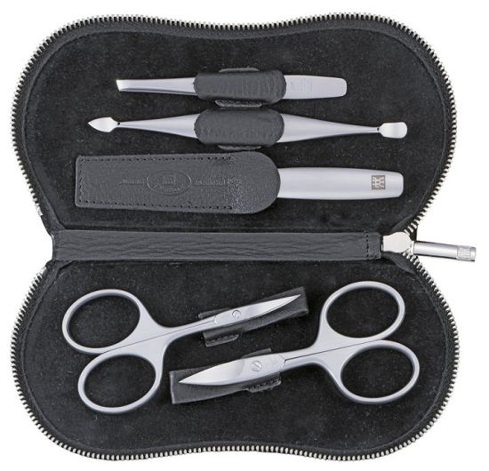 Estuche Manicura Piel Legitima negro 5 Piezas