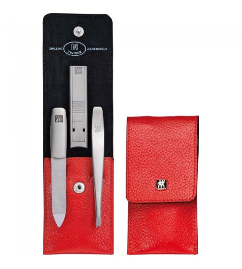 Estuche de Bolsillo Piel Leg&iacute;tima rojo 3 piezas