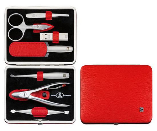Estuche con Boquilla Piel Leg&iacute;tima Rojo 7 piezas