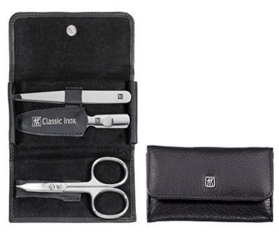 Estuche de Bolsillo Piel Leg&iacute;tima negro 3 piezas