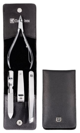 Estuche de Bolsillo piel Leg&iacute;tima Negro 4 piezas