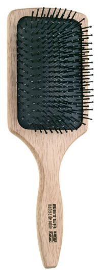 Cepillo neum&aacute;tico paddle con p&uacute;as nylon en madera de roble 25,5 cm