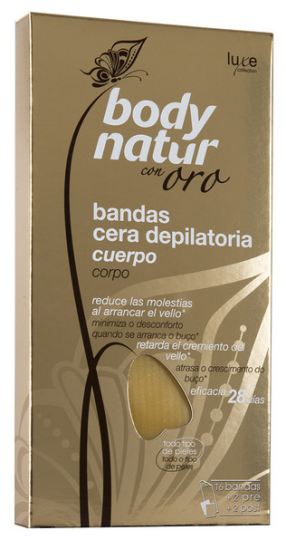 Bandas de Cera Depilatoria Cuerpo Oro 16 uds