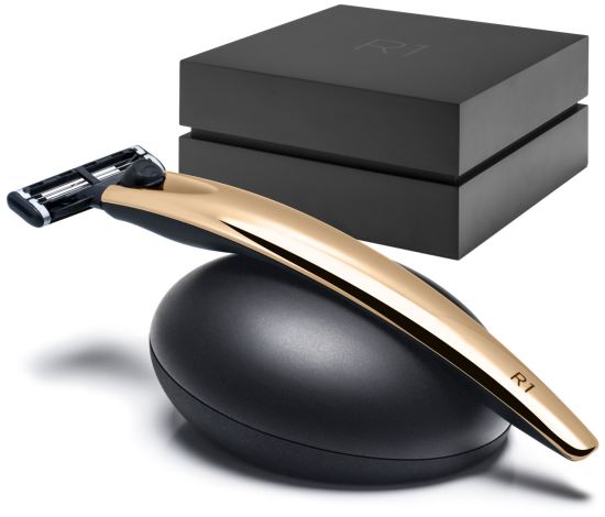 Set de Maquinilla de Afeitar R1 24 Oro con Soporte