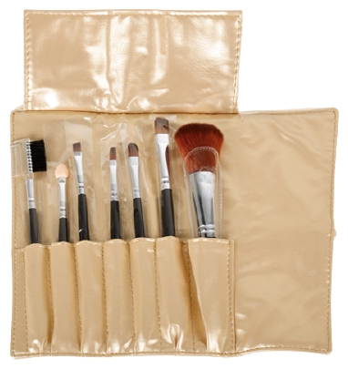 Set Estuche Maquillaje 7 Pinceles Tika Gold