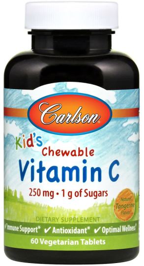 Vitamina C para Ni&ntilde;os 250 mg 60 Tabletas Vegetales masticables