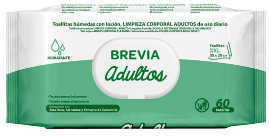 Toallitas H&uacute;medas Limpieza Corporal Adultos 60 unidades